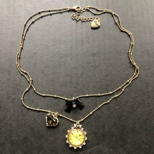 Betsey Johnson Jewelry - Betsy Johnson Gold Clock Bow Heart Necklace Betsey Johnson Jewelry - Betsy Johnson Gold Clock Bow Heart Necklace